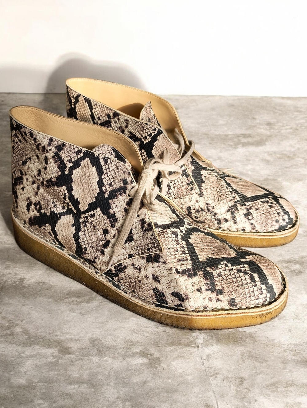 Aime Leon Dore | Clarks Originals Snakeskin Desert Boots - Neutral Beige & Black